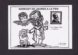 CPM Johnny Hallyday Par Jihel Tirage Limité Signé En 100 Ex. Numérotés Satirique Sarkozy Le Pen JAURES - Chanteurs & Musiciens