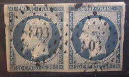 PAIRE Empire No 14 A F Bleu Laiteux  Obl Pc 803 De CHATELLERAULT,  Vienne  TB - 1853-1860 Napoleon III