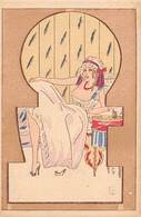 Illustrateur: Mode.    Par Le Trou De La Serrure.  Jeune Femme En Déshabillé       (voir Scan) - 1900-1949