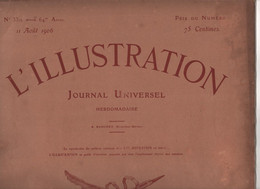 L'ILLUSTRATION  11 08 1906  ROI CAMBODGE - MANOEUVRES NAVALES MEDITERRANEE - CRONSTADT - DINARD - TOKYO - MILAN INCENDIE - L'Illustration