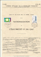 FEUILLET SOUVENIR  50 ANS D'EDF 2 TP CACHET PARIS 06/04/1996. - Documents Of Postal Services