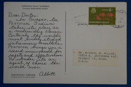 P19 ANTILLES NEERLANDAISES BELLE CARTE 1969 CURACAO POUR DETROIT USA+ RHINOCEROS+ AFFRANCH INTERESSANT - Curaçao, Nederlandse Antillen, Aruba