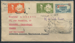 MARTINIQUE - N° 208 + 217 + 222 / LR AVION DE FORT DE FRANCE LE 8/7/1947 POURFRANCE ( MULLER N° 8 ) TB - Lettres & Documents