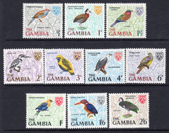 Gambia 1966 Birds Definitives Short Set Of 10 To 2/6d, Hinged Mint, SG 233/42 (BA2) - Gambia (1965-...)