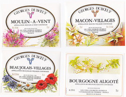 Lot De 24 Superbes étiquettes De Vins Thème FLEURS (Wine Labels With Flowers) Vins Du Beaujolais - Fiori