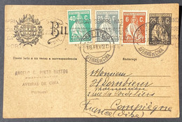 PORTUGAL 1921 Entier Postal 25c Noir + Compléments N° 275, 375 & 376 Oblitérés D'Aveiras De Cima Pour Compiègne TTB - Enteros Postales