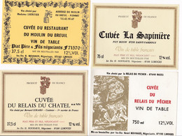 Lot De 20 Etiquettes Anciennes De Vin - Cuvées De Restaurants En Haute Vienne Et Creuse - Années 50 60 - Collections, Lots & Séries