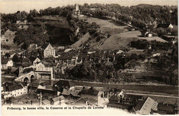 CPA AK FRIBOURG La Basse Ville La Caserne Et La Chapelle SWITZERLAND (704600) - Chapelle