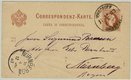 Oesterreich / Austria 1883, Correspondenz-Karte / Carta Di Corrispondenza Innsbruck - Nürnberg - Briefkaarten
