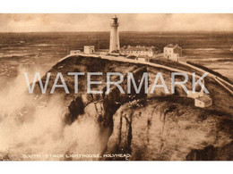 HOLYHEAD SOUTH STACK LIGHTHOUSE OLD B/W POSTCARD ANGLESEY WALES - Anglesey