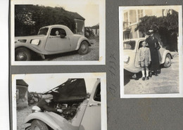 Lot De 3 Photos Collées Sur Carton - Personnages Posant Avec Une Voiture Ancienne - 1937, BE. - Automobiles