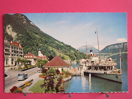 Visuel Très Peu Courant - Suisse - Gersau Am Vierwaldstättersee - Seeanlage Mit Salondampfer Stadt Luzern - R/verso - Gersau
