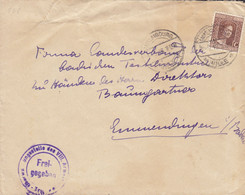 Luxembourg LUXEMBOURG-VILLE 1918 Cover Lettre BADEN Germany Purple Cds. 'Freigegeben' Censor Zensur 17½c. Marie-Adelaide - 1914-24 Marie-Adelaide