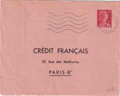 1960 - TYPE MULLER 0.25 - ENVELOPPE ENTIER PRIVEE TSC Du CREDIT FRANCAIS à PARIS - Standaardomslagen En TSC (Voor 1995)