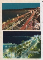 21B932 LOT DE 2 CARTES NICE PROMENADE DES ANGLAIS LA NUIT Voitures - Lotes Y Colecciones