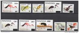 Tanzania 1998-2004 Birds Oiseaux Vögel Sunbird Pigeon Oiseau Vogel Definitives Overprint Surcharge Set 10 Stamps MNH** - Tanzania (1964-...)