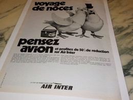 ANCIENNE PUBLICITE  VOYAGE DE NOCES  AIR INTER 1970 - Pubblicità