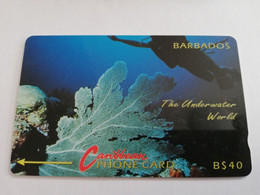 BARBADOS   $40-  Gpt Magnetic     BAR-9C  9CBDC    UNDERWATER   NO LOGO         Very Fine Used  Card  **5184** - Barbados (Barbuda)
