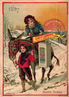 1 Calendrier 1897  Oriflamme En Bidons Plombes De 5 Litres  Lith. Champenois - Petit Format : ...-1900