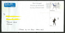 GREAT BRITAIN 2021 Air Mail Cover To Estonia With "Cocks Go Forward" Cachet Design Gutter Pair Mini Skirt Etc. - Lettres & Documents