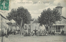 .CPA  FRANCE 34 "  Paulhan, Place De La Fontaine" - Paulhan