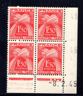 YT-N°: T 71 - GERBES, Coin Daté Du 08.02.1945, Galvano A De A+B, 3e Tirage, NSC/**/MNH - Impuestos