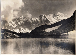 Photo Lac Blanc Et Sommets Des Alpes Format 18/24 Tirage Argentique Années 50 - Orte