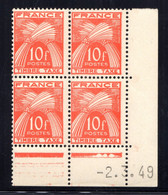 YT-N°: T 86 - GERBES, Coin Daté Du 02.03.1949, Galvano A De A+B, 4e Tirage, NSC/**/MNH - Impuestos