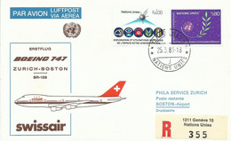 NACIONES UNIDAS, SOBRE CONMEMORATIVO AEREO, AÑO  1983 - Covers & Documents