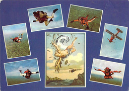 Carte Multivues Du Centre Ecole De Parachutisme Chute Libre Freier Fall Carte Grand Format 17.5x12.5 Segalen 89 - Fallschirmspringen