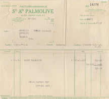 FACTURE PALMOLIVE PARIS 15/11/1930 - Droguerie & Parfumerie
