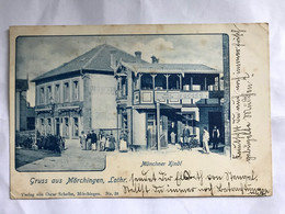 Morhange 1900 Mörchingen Hotel Restaurant Münchner Kindl Très Très Animée Carte De Plus De 120 Ans - Morhange