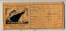 Pochette Cartonnée Pour Billets Et Travellers Chèques - Thos. Cook & Son - Wagons-lits Inc - Wordl Travel Service - Other & Unclassified