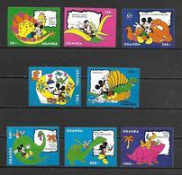 Disney Set Uganda 1993 Disney Characters With Dinosaurs MNH - Disney