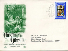 GIBRALTAR. N°342 De 1976 Sur Enveloppe 1er Jour. Vitraux. - Verres & Vitraux