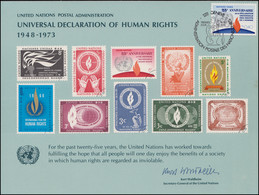 UNO Erinnerungskarte EK 4 Menschenrechte 1973, Genf-FDC 16.11.1973 - Non Classés