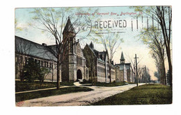 Burlington, Vermont, USA, "University Of Vermont Row, Burlington, Vt.". 1906 Undivided Back Postcard - Burlington