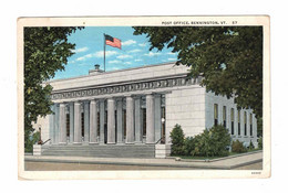 Bennington, Vermont, USA, "Post Office, Bennington, Vt.". 1936 White Border Postcard - Bennington