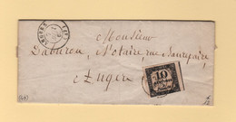 Angers - 47 - Maine Et Loir - Lettre Locale Taxee Timbre 10c - 7 Aout 1862 - 1859-1959 Lettres & Documents