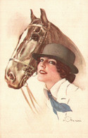 CPA A. TERZI - Art Deco - Donna, Femme, Woman - Moda, Mode, Fashion - Cavallo, Cheval, Horse - VG - T050 - Andere & Zonder Classificatie