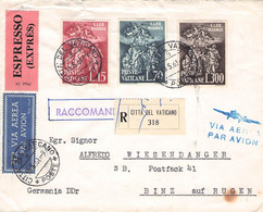VATICAN - EXPRES/RECO/AIRMAIL 1961 > BINZ/RÜGEN Mi #301-303  / QE 128 - Priority Mail