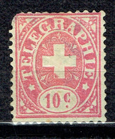 Timbre Télégraphe 10 Centimes Rouge Et Rose - Telegraafzegels