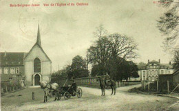 BOIS-SEIGNEUR-ISAAC  Vue De L'eglise Et Du Chateau Attelage Cavalier Voyagé Vers Arquennes En 19??? - Eigenbrakel