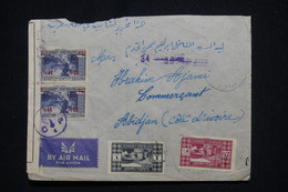 LIBAN - Enveloppe De Beyrouth Pour Abidjan En 1943 Par Avion Avec Contrôle, Affranchissement Recto Et Verso - L 94805 - Covers & Documents