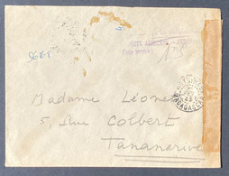 MADAGASCAR LETTRE CACHET VIOLET MADAGASCAR ET DEPENDANCES POSTE AERIENNE-ANTSIRABE  TAXE PERCUE : 1Fr50 - Airmail