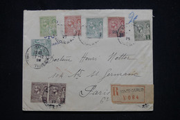 MONACO - Enveloppe En Recommandé Pour Paris En 1922, Affranchissement Varié  - L 94811 - Cartas & Documentos