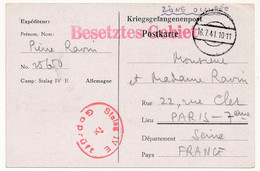 KRIEGSGEFANGENENPOST - Carte Postale Pour Le Stalag IV E - Censeur 4 - 1941 - Prisonnier Français - Oorlog 1939-45