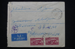 LIBAN - Enveloppe De Tyr Pour Abidjan En 1943 Via Beyrouth Avec Contrôle Postal, Affranchissement Recto/ Verso - L 94814 - Lettres & Documents