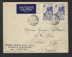 AFRIQUE OCCIDENTALE FRANCAISE  DAKAR FRANCE SANS ESCALE 1945 - Airplanes