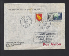 FRANCE ORLY LILLE PREMER VOL DE NUIT LILLE PARIS 1957 - Airplanes